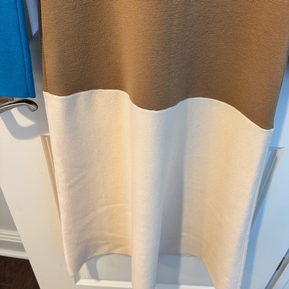 DIANE VON FURSTENBERG Colorblock Blue, Tan, White, Black Midi Sweater Dress | S - Picture 5 of 5